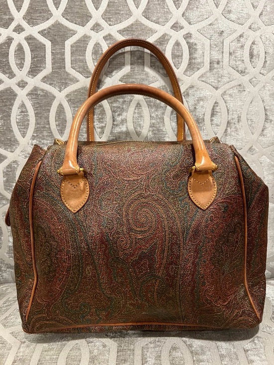 Etro Handbags - Etro Milano Paisley Satchel Leather Trim Top Handle Bag Italy